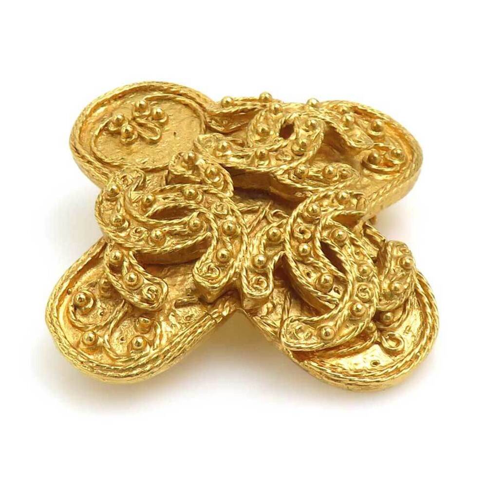 CHANEL Authentic Gold Logo Brooch - Picture 2 of 14